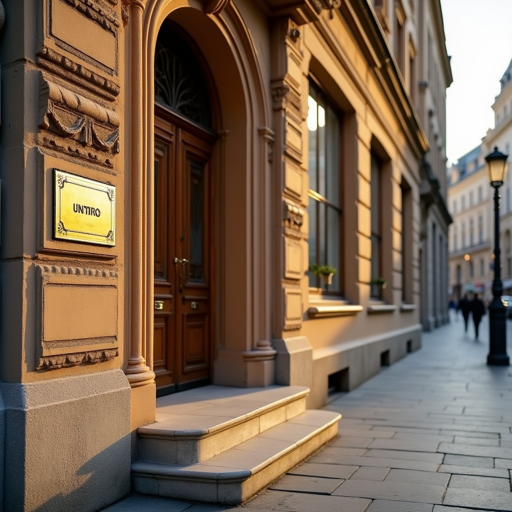 Eingangsbereich des Venoris Digital Büros in Wien, klassische Architektur mit modernen Elementen